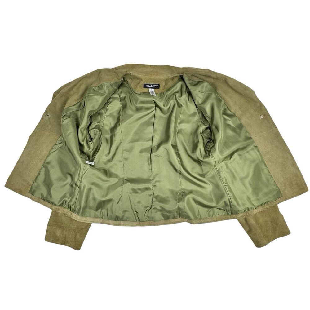 Jones New York Women Suede Leather Jacket 12 Green‎ Western Cowgirl Equestrian - Picture 7 of 16